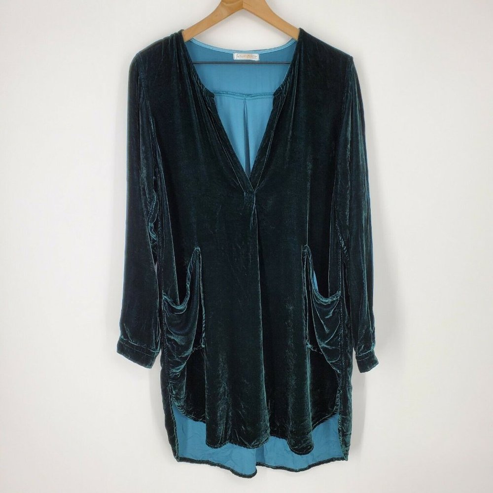 Free People Teal Velvet Dress